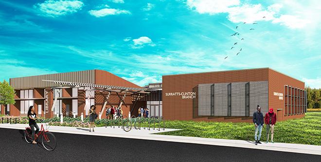 Exterior rendering for the Surratts-Clinton Branch renovation